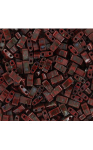 Miyuki half tila 5x2.4mm beads - Picasso opaque red HTL-4521